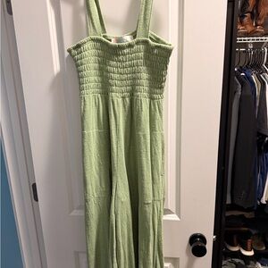 Free people Green Smocked Jumpsuit